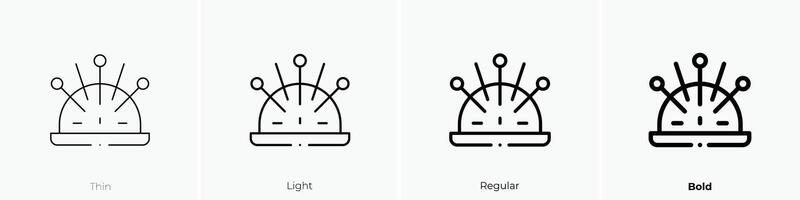 Nadel Fall Symbol. dünn, Licht, regulär und Fett gedruckt Stil Design isoliert auf Weiß Hintergrund vektor