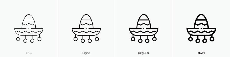 Mexikaner Symbol. dünn, Licht, regulär und Fett gedruckt Stil Design isoliert auf Weiß Hintergrund vektor