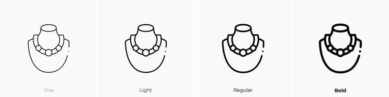 Halskette Symbol. dünn, Licht, regulär und Fett gedruckt Stil Design isoliert auf Weiß Hintergrund vektor