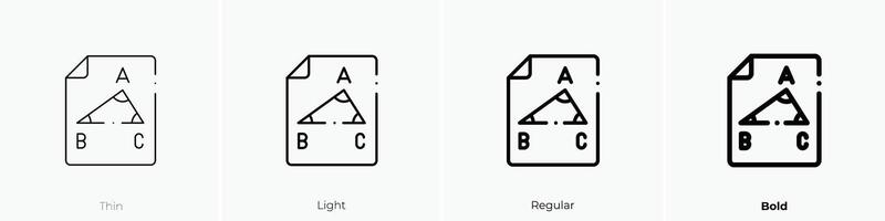 Mathematik Symbol. dünn, Licht, regulär und Fett gedruckt Stil Design isoliert auf Weiß Hintergrund vektor