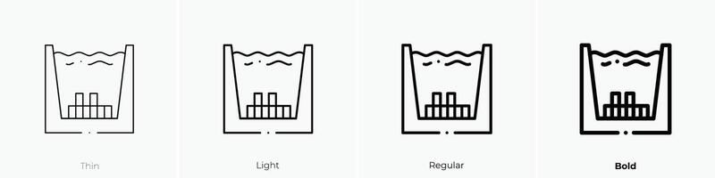 nuklear Symbol. dünn, Licht, regulär und Fett gedruckt Stil Design isoliert auf Weiß Hintergrund vektor