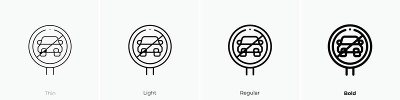 Nein Parkplatz Symbol. dünn, Licht, regulär und Fett gedruckt Stil Design isoliert auf Weiß Hintergrund vektor