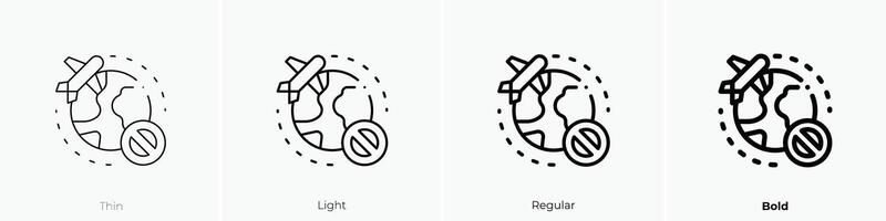 Nein Flug Symbol. dünn, Licht, regulär und Fett gedruckt Stil Design isoliert auf Weiß Hintergrund vektor