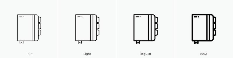 Anmerkungen Symbol. dünn, Licht, regulär und Fett gedruckt Stil Design isoliert auf Weiß Hintergrund vektor