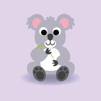 Baby Koala Karikatur. Vektor Illustration. glücklich süß Koala Essen Blatt Zweig.Alphabet Tier Konzept
