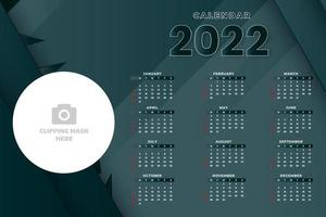 månatlig kalendermall för 2022 år. veckan börjar på söndag. väggkalender i minimalistisk stil. vektor