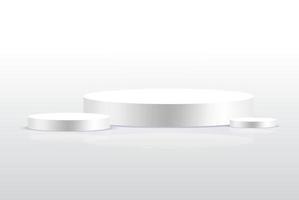 hintergrund vektor 3d grau render mit podium weiß 3d und minimale weiße wandszene, minimale podium weiß hintergrund 3d-rendering abstrakte bühne grau. Bühnenbild für Produkt auf weißem Podiumsstudio