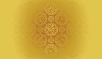 Vektor Gradient Gold Farben Hintergrund mit ein Muster von Mandala Arabisch Kalligraphie geometrisch islamisch Ornament Dekor Rahmen eid Ramadan