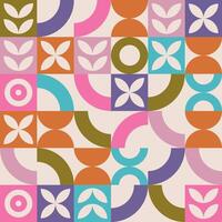 Bauhaus geometrisch Muster Hintergrund, abstrakt modern Muster, modisch retro Stil. modern Mosaik abstrakt Abdeckung, nahtlos Muster zum Verpackung, Pack Papier, Poster, Banner. Textil- Drucken. vektor
