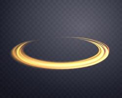 Orange Magie Ring mit glühend. Neon- realistisch Energie Fackel Heiligenschein Ring. abstrakt Licht bewirken auf ein dunkel Hintergrund. Vektor Illustration.