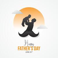 Väter Tag Juni 21 .. mit Schnurrbart Vater und Kind Silhouette Illustration isoliert Hintergrund vektor