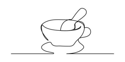 durchgehende Strichzeichnungen oder eine Strichzeichnung von Kaffee, warm. und Kaffeetassen-Shop-Konzept vektor