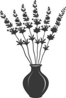 ai generiert Silhouette Lavendel Blume im das Vase schwarz Farbe nur vektor