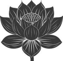 ai generiert Silhouette Lotus Blume schwarz Farbe nur vektor