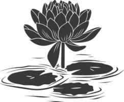 ai generiert Silhouette Lotus Blume im das Wasser schwarz Farbe nur vektor