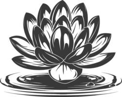 ai generiert Silhouette Lotus Blume im das Wasser schwarz Farbe nur vektor