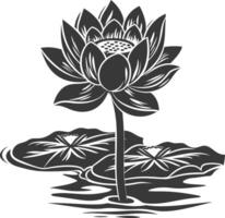 ai generiert Silhouette Lotus Blume im das Wasser schwarz Farbe nur vektor