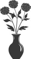 ai generiert Silhouette Ringelblume Blume im das Vase schwarz Farbe nur vektor