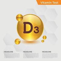 vitamin d3 ikon drop samling set, kolekalciferol. gyllene droppe vitaminkomplex droppe. medicinsk för heath vektorillustration vektor