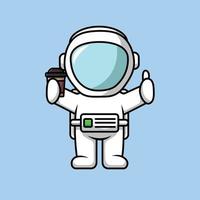 Süßer Astronaut mit Kaffeetasse Abbildung vektor