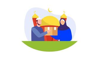 betala zakat eller uppkopplad zakat Ansökan för ramadan begrepp vektor