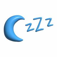 3d ikon blå halvmåne med brev zzz vektor