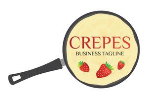 Crepes oder Pfannkuchen im Krepp schwenken Logo vektor