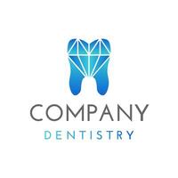 Türkis Dental oder Zahnheilkunde Logo mit Diamant gestalten vektor