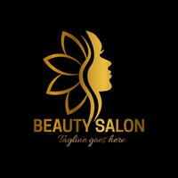 Gold Schönheit Salon Logo Design Gold auf schwarz Hintergrund vektor
