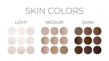 hud färger ljus, medium och mörk färgrutor gradienter vektor