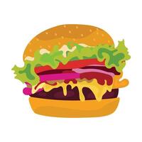Vektor ein Zeichnung von ein Hamburger mit ein braun Soße auf es