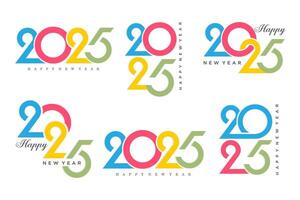 groß einstellen von 2024 glücklich Neu Jahr Logo Text Design. 2025 Nummer Design Vorlage. Vektor Illustration