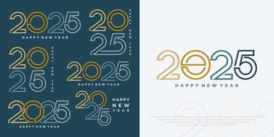 stor uppsättning av 2024 Lycklig ny år logotyp text design. 2025 siffra design mall. vektor illustration