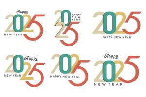 groß einstellen von 2024 glücklich Neu Jahr Logo Text Design. 2025 Nummer Design Vorlage. Vektor Illustration