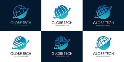 einstellen von Welt Technologie Logo Design Vorlage vektor