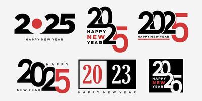 stor uppsättning av 2025 Lycklig ny år logotyp text design. 2025 siffra design mall. vektor illustration