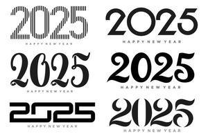 groß einstellen von 2025 glücklich Neu Jahr Logo Text Design. 2025 Nummer Design Vorlage. Vektor Illustration