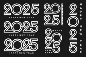 stor uppsättning av 2024 Lycklig ny år logotyp text design. 2025 siffra design mall. vektor illustration