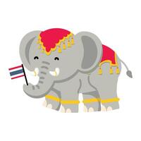 söt thailand elefant håll thai flagga vektor