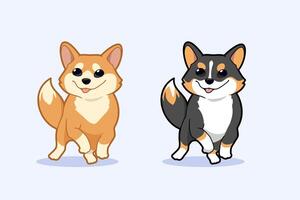 söt corgi par ikon vektor illustration