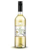 Weiß Wein Flasche auf Weiß Hintergrund. mit ein gut Stichprobe Etikette und Flasche Deckel. vektor
