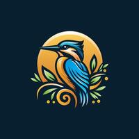 ein Logo Design mit ein Eisvogel Vogel, Darstellen Eleganz und Natur vektor