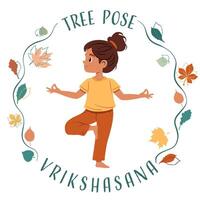 Mädchen tun Yoga Baum Pose vektor