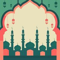 Moschee Silhouette islamisch eid al fitr Festival Karte mit Kopieren Raum vektor