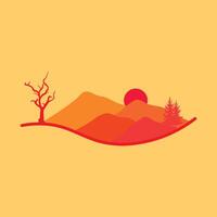 Berg und Wald Vektor Logo, dieses Logo symbolisiert ein Natur, Frieden, und Ruhe