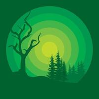 berg och skog vektor logotyp, det här logotyp symboliserar en natur, fred, och lugna