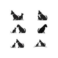 Katze und Hund Vektor-Silhouetten-Logo-Vorlage vektor