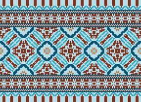 Kreuz Stich. Pixel. geometrisch ethnisch orientalisch nahtlos Muster traditionell Hintergrund. Azteken-Stil abstrakt Vektor Illustration. Design zum Textil, Vorhang, Teppich, Hintergrund, Kleidung, Verpackung