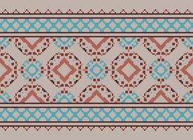 Kreuz Stich. Pixel. geometrisch ethnisch orientalisch nahtlos Muster traditionell Hintergrund. Azteken-Stil abstrakt Vektor Illustration. Design zum Textil, Vorhang, Teppich, Hintergrund, Kleidung, Verpackung