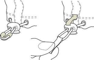 Hand einstellen elastisch Spannung mit Plastik Kabel sperren Anleitung illustrartion vektor